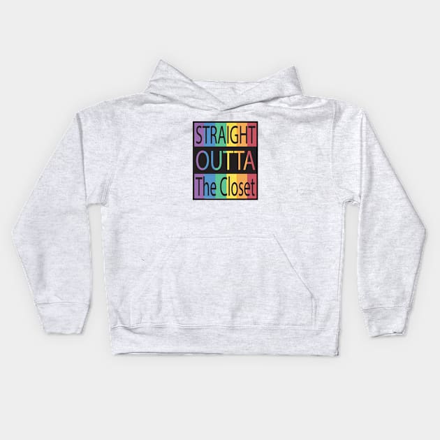 Straight Outta The Closet Cute Rainbow Tee Gay Pride Kids Hoodie by geekspeaker